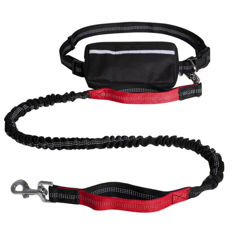 Hands-Free Dog Leash with Zipper Pouch, Dual Handles, Double Bungees