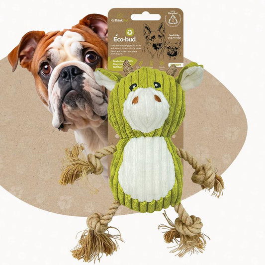Rethink Pet Eco Friendly Plush Rope Toy with Built-In Squeak for Aggressive Chewers - Durable and Fun